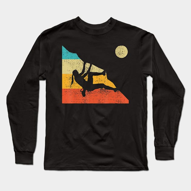 Climbing Bouldering Rock Mountain Free Speed Girl Vintage Long Sleeve T-Shirt by Walkowiakvandersteen